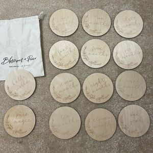 Blossom and Pear Etched Wooden Floral Baby Milestone Collection - Set of 14
